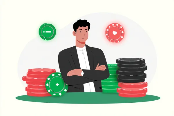 A confident dealer surrounded by casino chips inviting players to access their BDJL account, reflecting quick and easy login options.